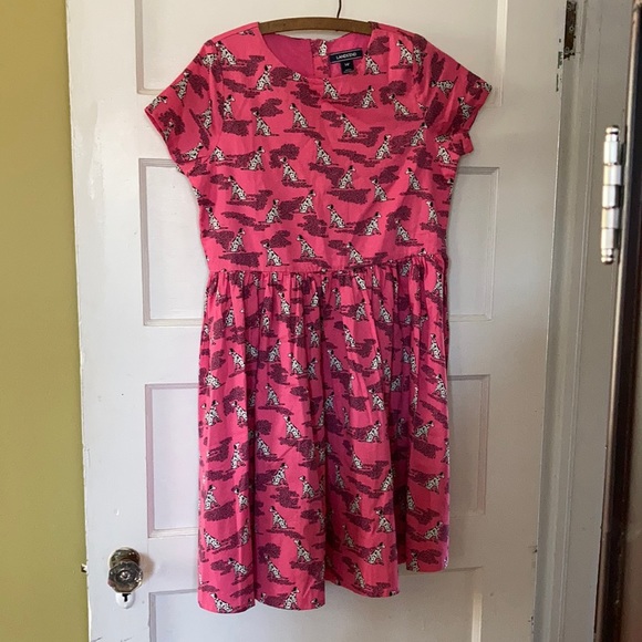 Lands' End Other - Lands' End | Pink Dalmatian Dog Print Pleated Flare Dress Girls' sz 14